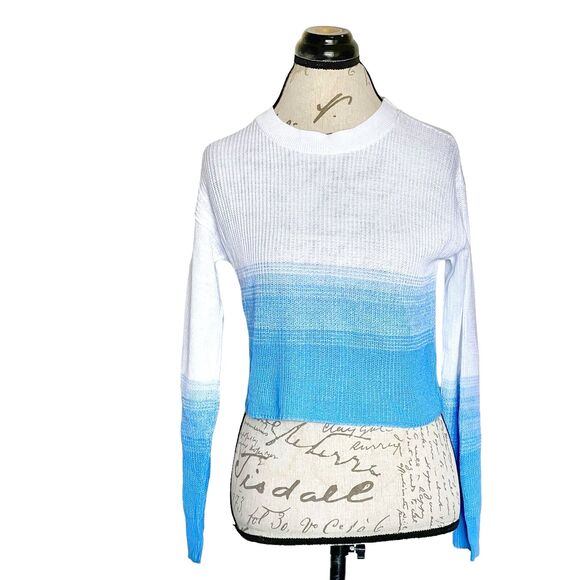 Abound Womens Sweater Ombre Sz XS Long Sleeve Knit Blue White Soft Girl Ribbed - Picture 1 of 11